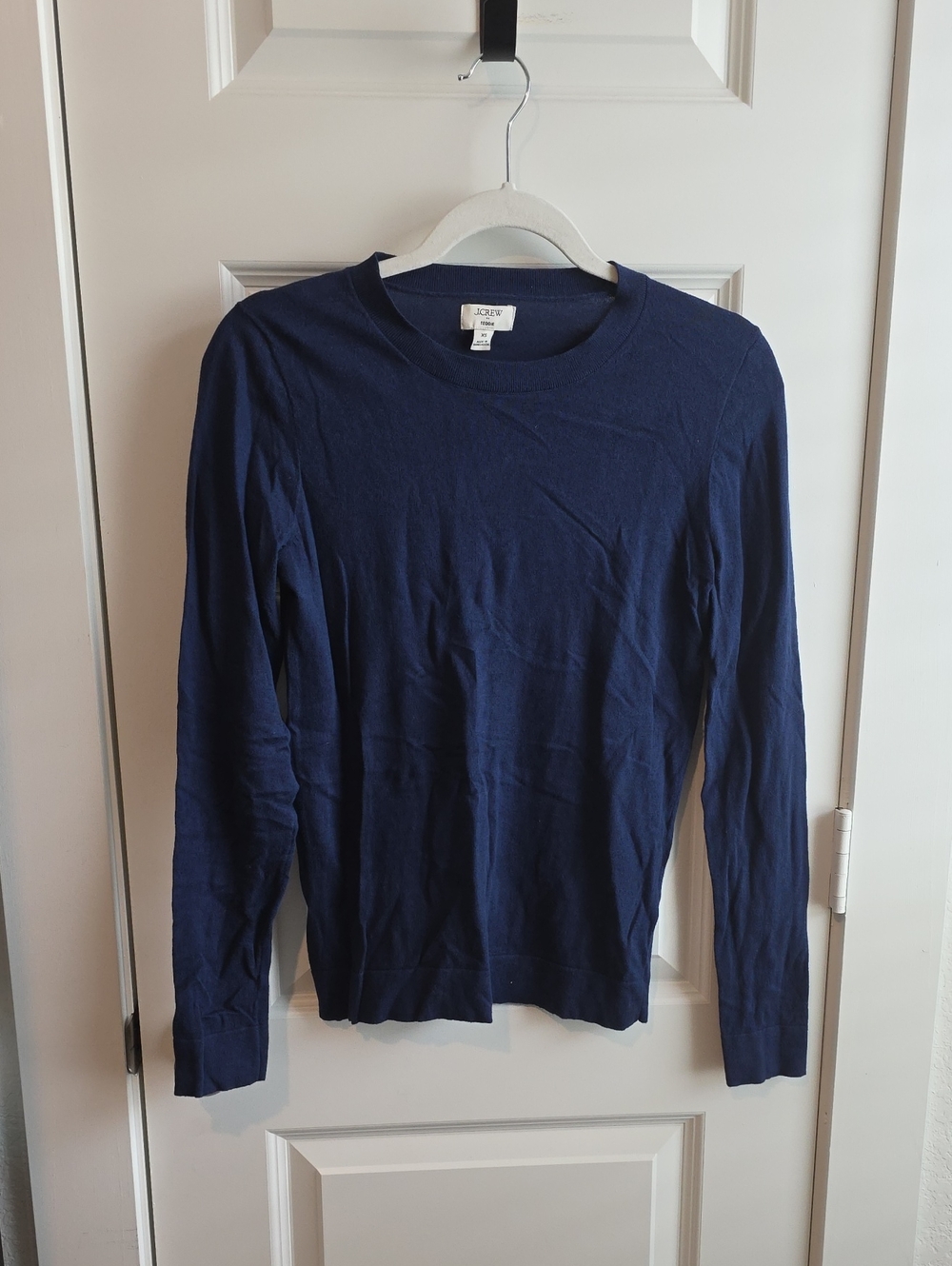 J.Crew Cotton Teddie Crewneck Sweater in navy blue Xsmall G063